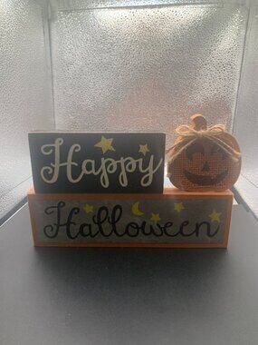 Happy Halloween Wooden Decorative Sign SELLING AS IS